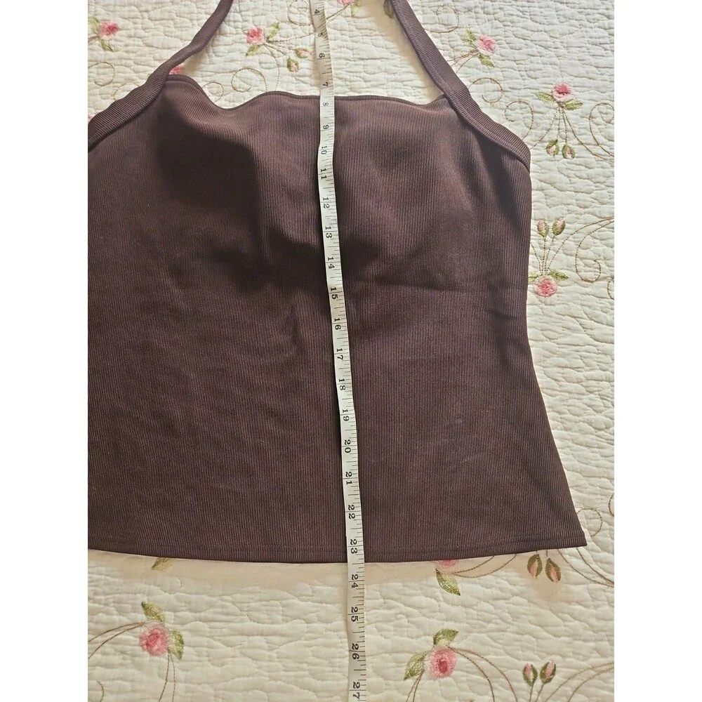 Land's End Brown Ribbed Tankini Swimsuit Bathing Suit SZ 16 Long NWT